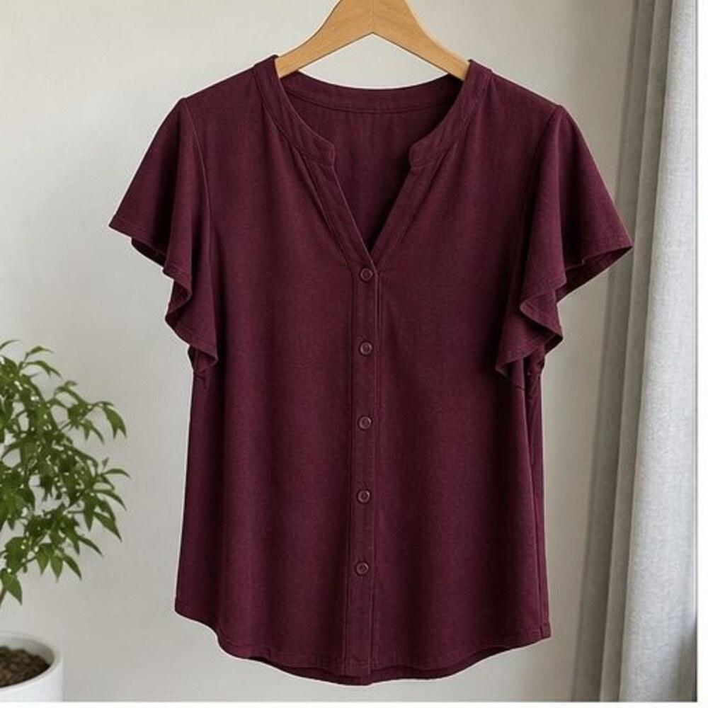 Burgundy Lace Trim Top